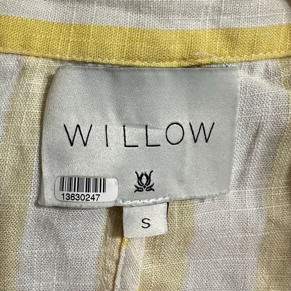 Willow Meyer Blazer‎ Women's Small Yellow White Striped Linen Blend Long Sleeve - Picture 7 of 13